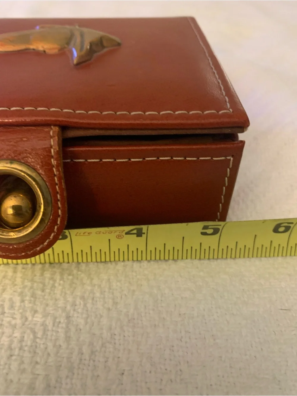 Leather Travel Jewelry Case with Brass Horse Emblem - Brown